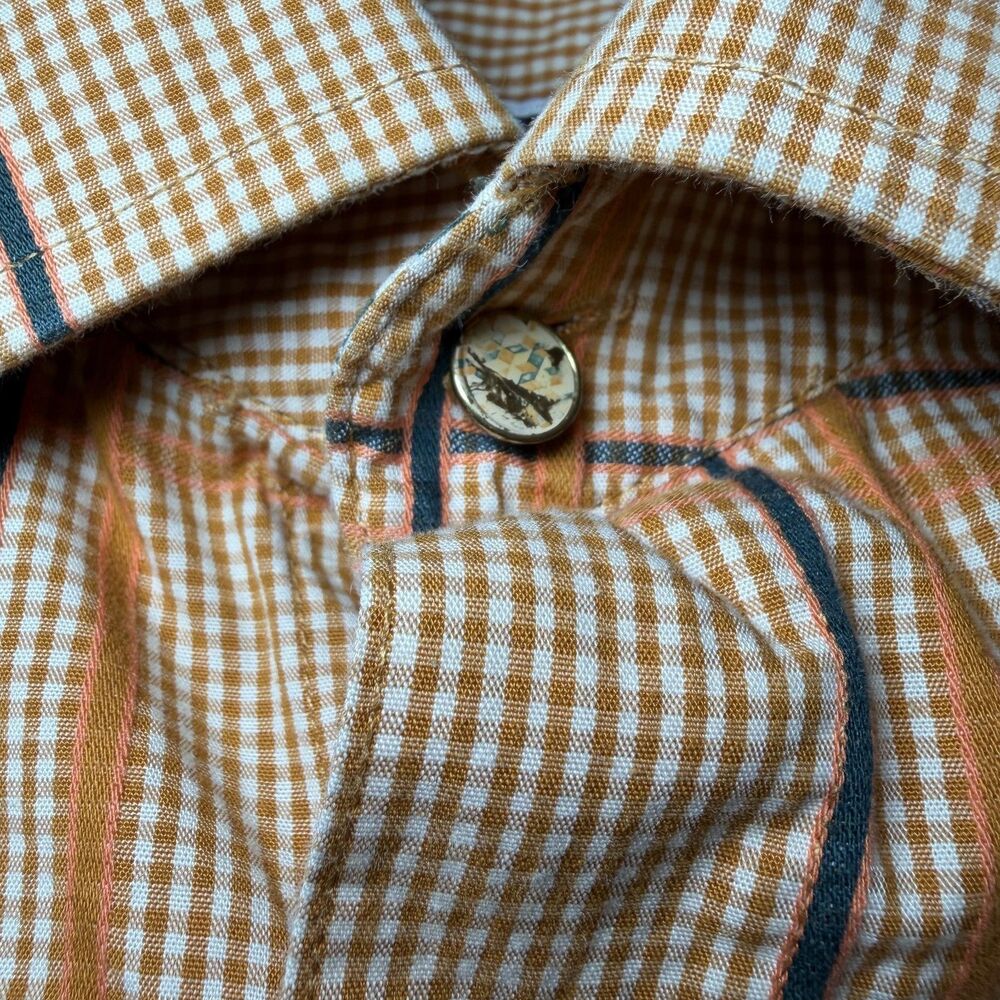 Enyce Clothing Co Mens Size XL Plaid Shirt Orange Brown Long Sleeve Streetwear - Picture 7 of 16